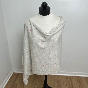 NWT Cashmere Box Heather Grey Embellished multipurpose Wrap Scarf Shawl Topper‎